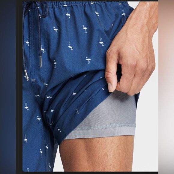 Goodfellow & Co 7" Mini Flamingo Swim Shorts UPF 50+ Navy NWT Size XL - Picture 3 of 15